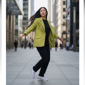 Molly Green Chartuse Green Western Fringe Jacket.Large